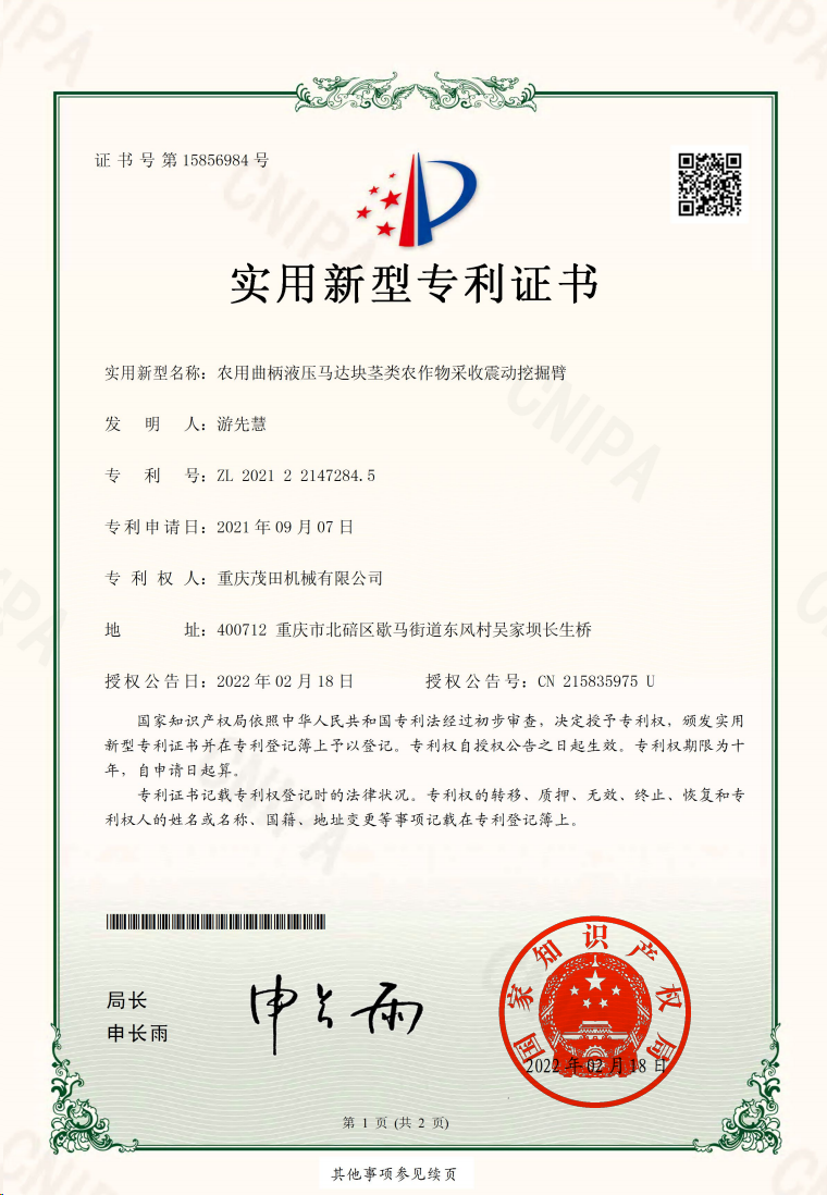 農(nóng)用曲柄液壓馬達(dá)塊莖類(lèi)農(nóng)作物采收震動(dòng)挖掘臂